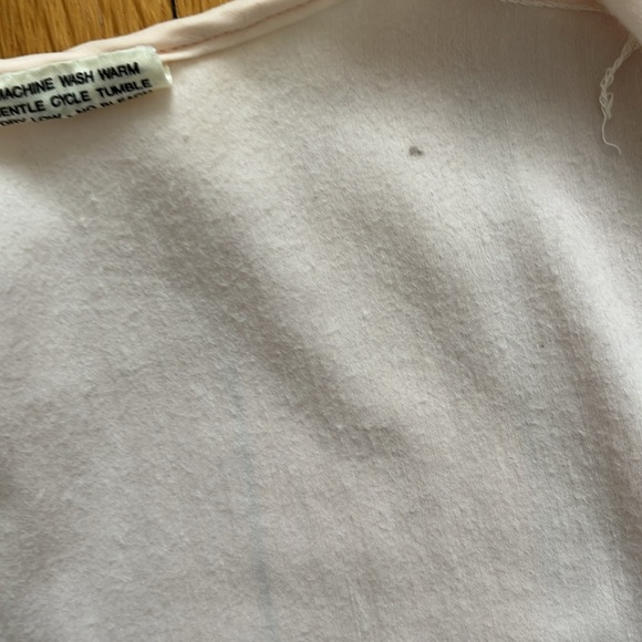 Vintage Bed Jacket Pink with Cream Lace Frill Neck and Tiered Lace Cuffs Size L - Picture 11 of 13